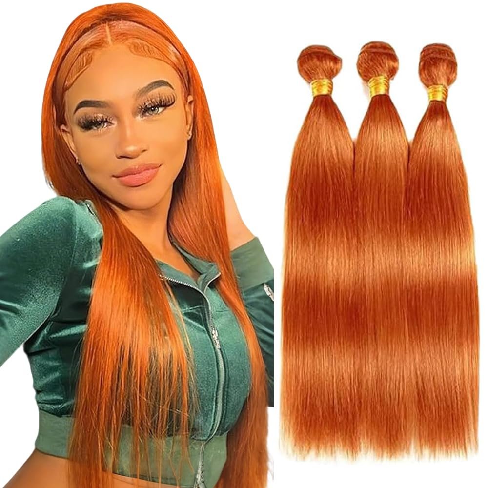 Straight Human Hair Bundles 28 30 32 Inches Color #350 Ginger Virgin Bundle Orange Straight Bundles Human Hair Extensions 150G