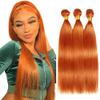 Straight Human Hair Bundles 28 30 32 Inches Color #350 Ginger Virgin Bundle Orange Straight Bundles Human Hair Extensions 150G view 1