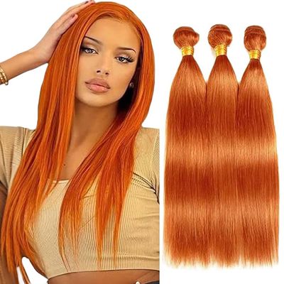 Straight Human Hair Bundles 18 20 22 Inches Color #350 Ginger Bundles Orange Straight Virgin Bundles Human Hair Extensions 150G