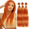 Straight Human Hair Bundles 18 20 22 Inches Color #350 Ginger Bundles Orange Straight Virgin Bundles Human Hair Extensions 150G view 1