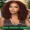 KLAIYI Reddish Brown Afro Kinky Curly Glueless Precut 7x5HD Lace Front Wigs Human Hair Bye Bye Knots Pre Plucked Bleached Pre Everything 3S Ready to Wear and Go Beginner Wig with Baby Hair 180% 16Inch view 2