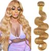 Body Wave Human Hair Bundles 34 Inch Color #27 Honey Blonde Virgin 1 Bundle Golden Blonde Body Wave Bundles Human Hair Extensions 100G view 1