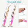 2PCS Crystal Pink Nail Tweezer, Double Ended Sticker Tweezers with Silicone Pressing Head for Craft, Precision Rhinestone Picker Tool for Jewelry Eyelash Nail Art, Curved Tip Tweezers Kit view 2