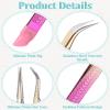 2PCS Crystal Pink Nail Tweezer, Double Ended Sticker Tweezers with Silicone Pressing Head for Craft, Precision Rhinestone Picker Tool for Jewelry Eyelash Nail Art, Curved Tip Tweezers Kit view 4