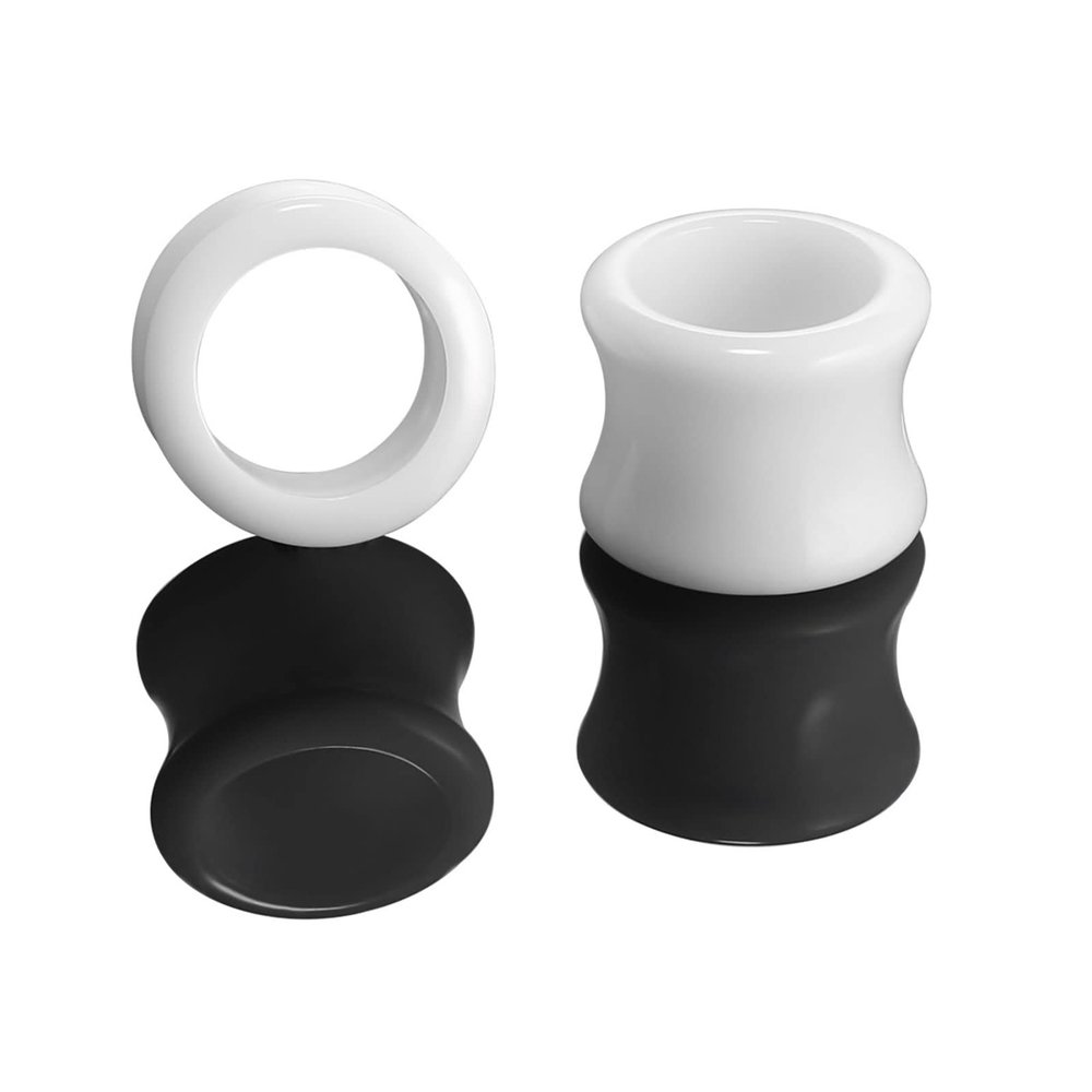 Hoisy Body Piercing Jewelry 4 Pcs, 5/8 inch(16mm) Ear Gauge Stretching Kit Acrylic, Black and White Hoop Body Jewelry for Men Tunnels Black White