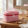 Huhumy Large Makeup Bag Women Seersucker Toiletry Bag, Red, Stripe view 2