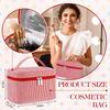 Huhumy Large Makeup Bag Women Seersucker Toiletry Bag, Red, Stripe view 4