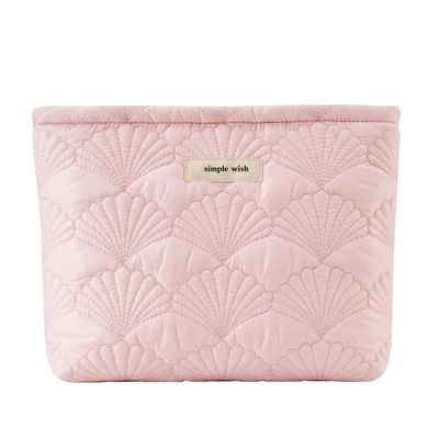 RSRSLEII Quilted Cotton Seashell Makeup bag, Travel Toiletry Bag, Pink