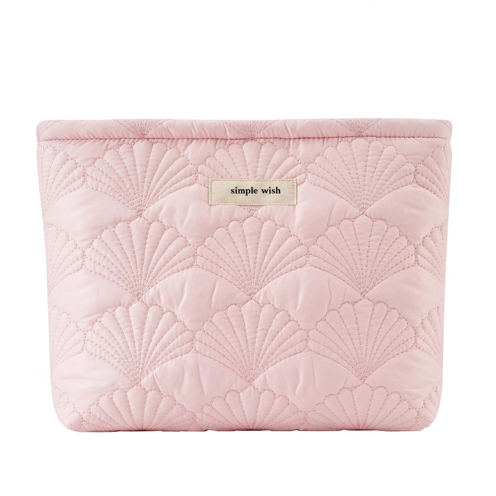 RSRSLEII Quilted Cotton Seashell Makeup bag, Travel Toiletry Bag, Pink