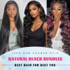 12A Human Hair Bundles 26 Inch Body Wave 100% Unprocessed Brazilian Virgin Hair 1 Bundles Human Hair Extensions Quick Weave Natural Black view 4