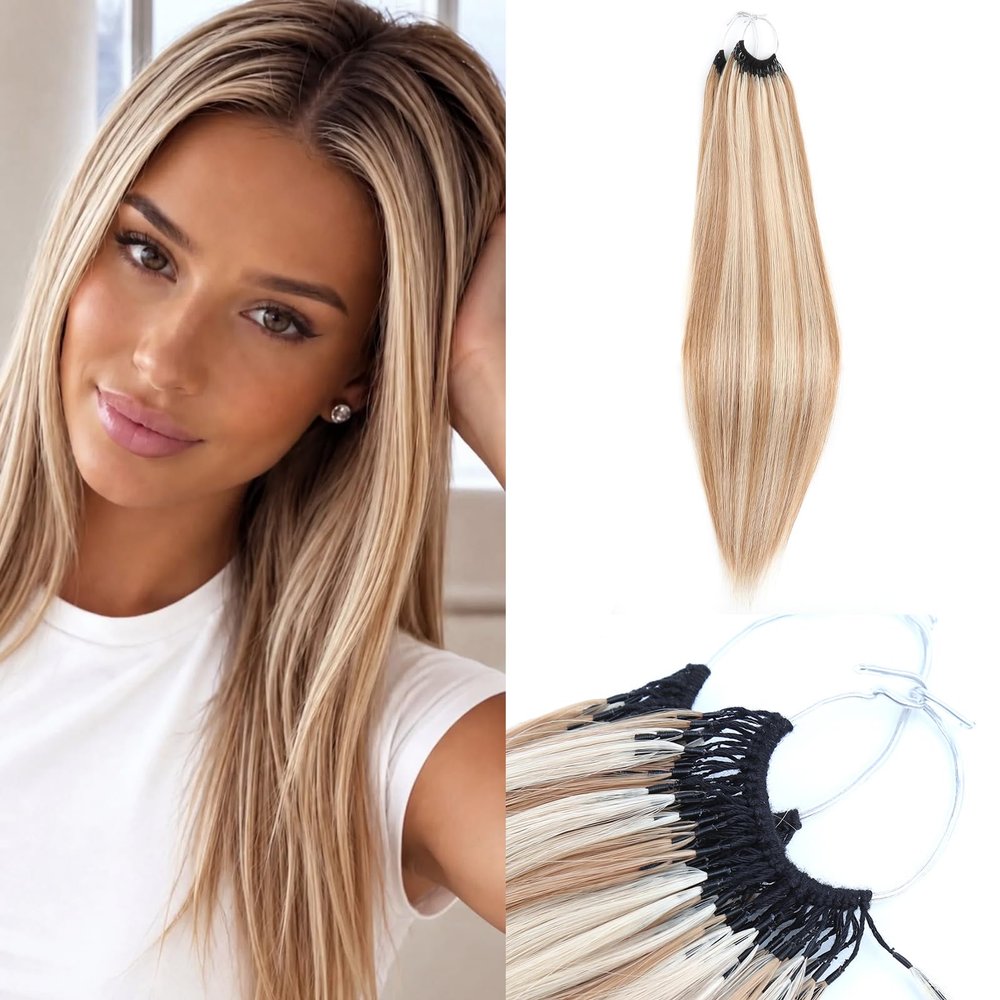 Bella Hair Ombre Color #6/24 Remy Human Hair Crochet Hair for Women, 18 Inch 100g Miracle Knots Boho Silky Straight Crochet Braids, 100% Virgin Human Hair Straight Crochet Hair Extensions