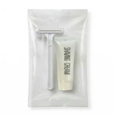 Shaving Kit Bulk (Twin Razor + Shave cream) Guest Bathroom Amenity in White Plastic Bulk Packing 100/ Box