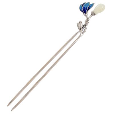 Artibetter Chinese Style Floral Stone Magnolia Hair Stick Chignon Hair Pin Accessories for Women Vintage Chinese