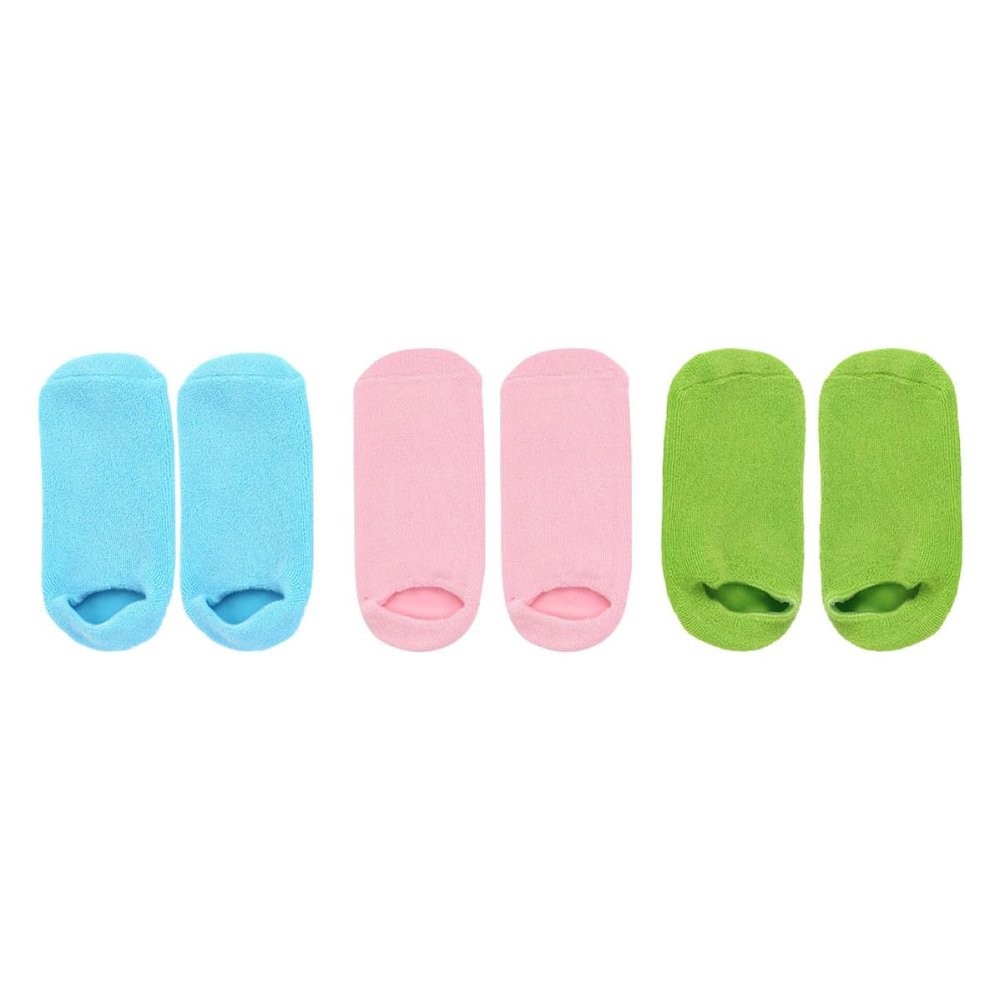 FUOYLOO Moisturizing Spa Socks 3 Pairs Non-Slip Cotton Blend Foot Care Socks for Dry Cracked Heels Household Foot Care and Beauty Salon Use