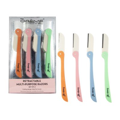 The Crme Shop 4PC Retractable Multi-Purpose Face & Brow Razors (Pastel)