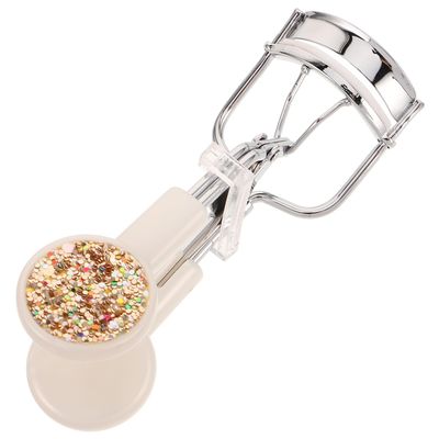 IMIKEYA Shiny Rhinestone Eyelash Curler with Gold Finish, Mini Lash Curler for Travel, Comfortable No-Pinch Design, Includes Replacement Pads, Suitable for Eye Shapes and Lash Lift Styling