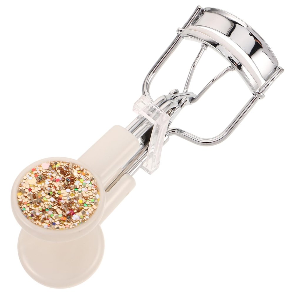 IMIKEYA Shiny Rhinestone Eyelash Curler with Gold Finish, Mini Lash Curler for Travel, Comfortable No-Pinch Design, Includes Replacement Pads, Suitable for Eye Shapes and Lash Lift Styling