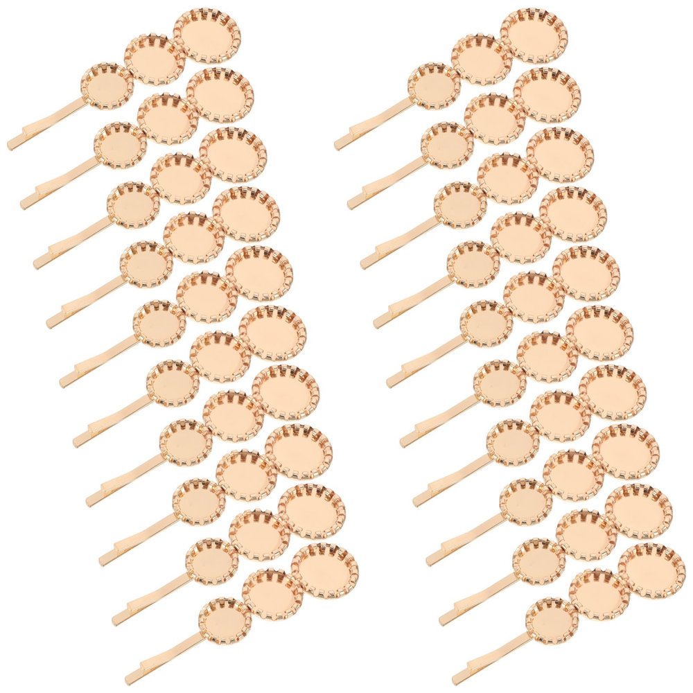 OSOLADY 20pcs Blank Cabochon Hair Clip - DIY Hair Bobby Pins with Round Tray Base - Handmade Hairpin Metal Cabochon Base Accessories for Hairstyling Art Projects