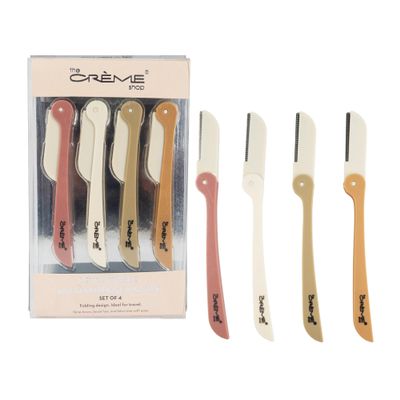 The Crme Shop 4pc Retractable Multi-Purpose Face & Brow Razors (Rose)