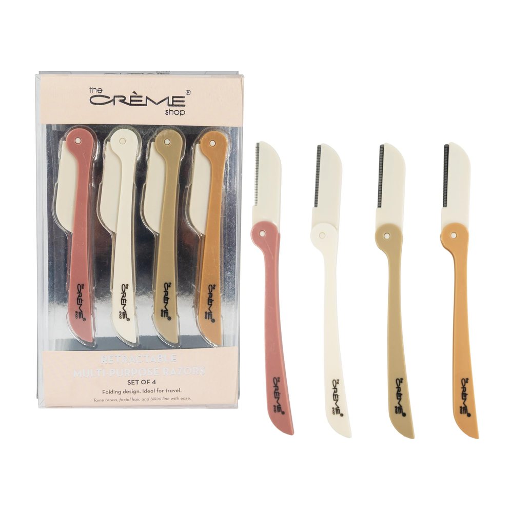 The Crme Shop 4pc Retractable Multi-Purpose Face & Brow Razors (Rose)