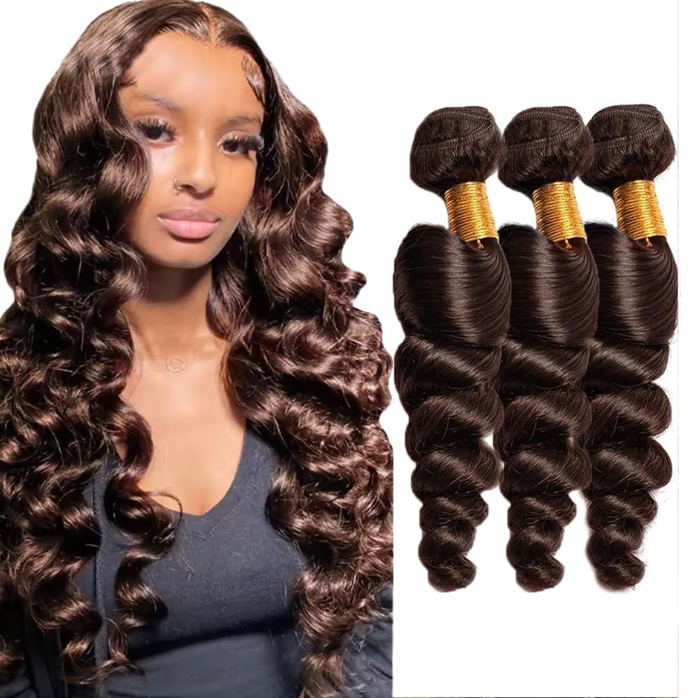 300g Chocolate Brown Loose Wave Bundles Human Hair #4 Loose Wave Bundles 22 24 26 Inch Unprocessed Virgin Brown Loose Wave Bundle Hair Extensions