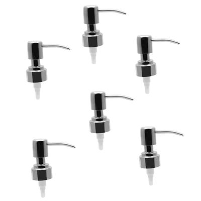 Ipetboom 6pcs Stainless Steel Lotion Bottle Pump Replacement Pressing Type Nozzle for Refillable Soap Dispenser Bottles Suitable for Bathroom and Kitchen Use