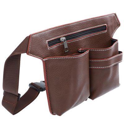 OSOLADY Hair Stylist Tool Bag Scissors Pouch Hair Cutting Waist Storage Organizer Classic Brown Salon Barber Shears Holder for Professional Use