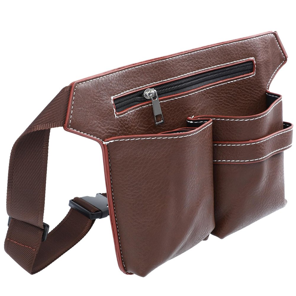 OSOLADY Hair Stylist Tool Bag Scissors Pouch Hair Cutting Waist Storage Organizer Classic Brown Salon Barber Shears Holder for Professional Use