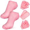 DIYEAH Spa Moisturizing Therapy Gloves and Socks Set 2 Pairs Pink for Dry Hand and Foot Skin Care Moisturizing Treatment Spa Gloves for Women view 1
