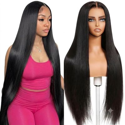 DULOVE Human Hair Wig 230% Density Pre Plucked 13x4 HD Lace Front 28 Inch