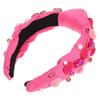 ARTIBETTER Knotted Wide Headband with Glass Rhinestones Valentines Day Hairband for Women Wide Top Knot Hair Accessory in Rose Red view 1