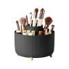 HJUHBDJ 360Rotating Makeup Brush Holder Organizer, Black Countertop Cosmetic Display Case, Spinning Skincare Storage Carousel for Vanity, Desktop & Bathroom view 1