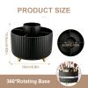 HJUHBDJ 360Rotating Makeup Brush Holder Organizer, Black Countertop Cosmetic Display Case, Spinning Skincare Storage Carousel for Vanity, Desktop & Bathroom view 2