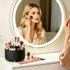 HJUHBDJ 360Rotating Makeup Brush Holder Organizer, Black Countertop Cosmetic Display Case, Spinning Skincare Storage Carousel for Vanity, Desktop & Bathroom view 3