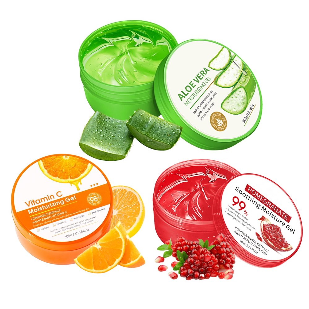 WENJLYJ 3PCS Organic Aloe Vera Gel,Aloe Vera Soothing Gel,Natural Moisturizing Lotion for Soothing Skin Care,Long Lasting Moisturizing body Lotion,After Sun Skin Care Cream for Face and Skin