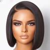 oulaer 180 Density Short Straight Bob Wig Side Part HD Invisible Lace Front Human Hair 13x4 Pre Plucked Cut Bob Wig Brazilian Hair Glueless Natural Hairline Wig 12Inch view 3