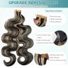 Human Hair Tape in Extensions 1BP613 Natural Black Highlight 613 Blonde 20Pcs 30G Invisible Seamless 14 Inch Skin Weft Body Wave Tape ins Extensions Human Hair for Women Wedding Soft Remy Hair view 3