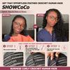 Burmese Curly Crochet Human Hair for Black Women 22 Inch Pre Separated Invisible Feather Crochet Human Hair Extensions 40 Strands 50g Black view 3