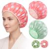WSICSE 2 Pack Large Shower Caps For Women, Waterproof, Pink Sage view 1