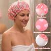 WSICSE 2 Pack Large Shower Caps For Women, Waterproof, Pink Sage view 3