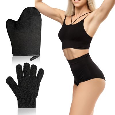 FNANJWQ Self Tanning Mitt Applicator Kit - 2 in 1 Streak-Free Natural Tanner Mitt, Double Sided Self Tan Applicator for Apply Tanning Lotion, Mousse, Sunscreen