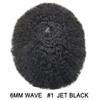 FNY HAIR Kinky Curly Afro Toupee for Black Men Real Human Hair Replacement System Poly Fine Mono Human Hair Unit African American Mens Wig Hairpiece #1 Jet Black 7X9 6MM view 2