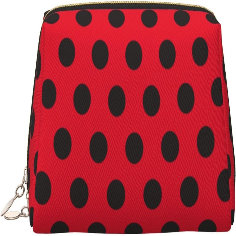 Water-resistant Large Travel Makeup Bag - Stylish Ladybug Print Pvc Leather Cosmetic Pouch With Zipper For Women - Portable Toiletry Organizer For Skincare & Makeup