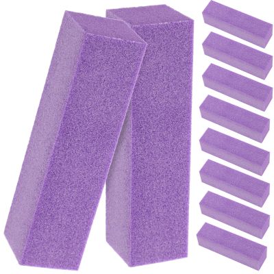 MOBUTOFU 10pcs Purple Nail Buffer Block Sponge Nail Files Manicure Polishing File Set for Fingernails and Toenails Professional Smoother Tools for Home and Salon Use
