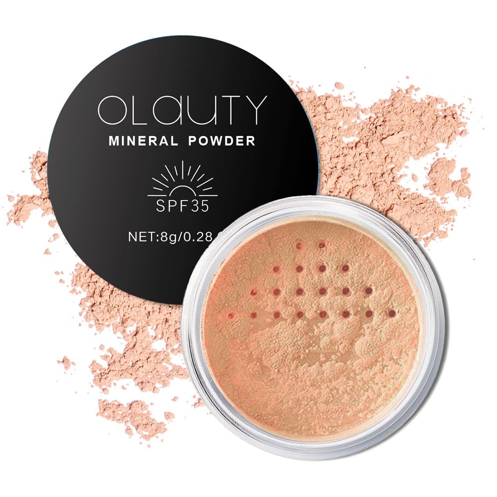 Mineral Powder Foundation, SPF 35 Sunscreen Face Powder,Foundation,Concealer & Oil Control Loose Setting Makeup, Natural Glow Base Medium Coverage, Matte and Lightweight (2#Medium)