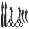 Classicseali 2Pcs Eyebrow Trimming Scissors,Eyebrow Trimmer Scissors, Brow Scissor with Comb, with 4 eyebrows trimmers,Comb Head Detachable, Hair Removal Beauty Accessories for Men Women, Black view 1