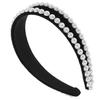 DIYEAH Double Row Pearl Velvet Hairband for Women, Soft Hair Styling Accessory, Headband for Face Washing and Party Wear view 1