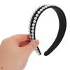 DIYEAH Double Row Pearl Velvet Hairband for Women, Soft Hair Styling Accessory, Headband for Face Washing and Party Wear view 4