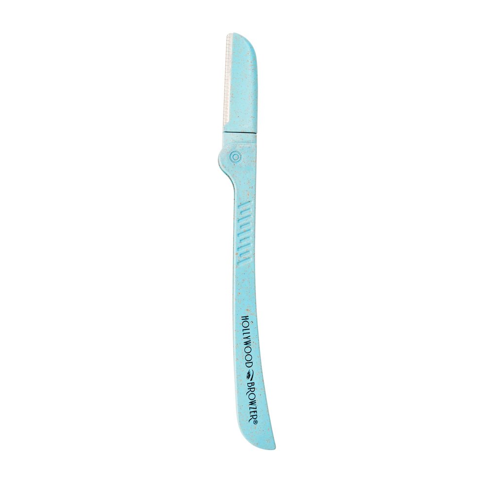 Hollywood Browzer Hair Removal and Dermaplaner - Eyebrow Razor for Women - Removes Peach Fuzz - Travel Size Eyebrow Grooming Kit - Aquamarine - 1 pc