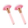 LABRIMP 2pcs Wooden Handle Nylon Bristle Fan Makeup Brush Set for Powder Highlighting Blush Application Professional Cosmetics Brushes for Women view 4